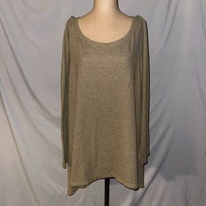 LOGO Waffle Knit Shark Bite Sweater Tunic - Olive Green